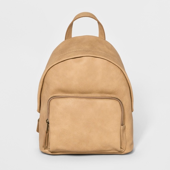 tan faux leather backpack